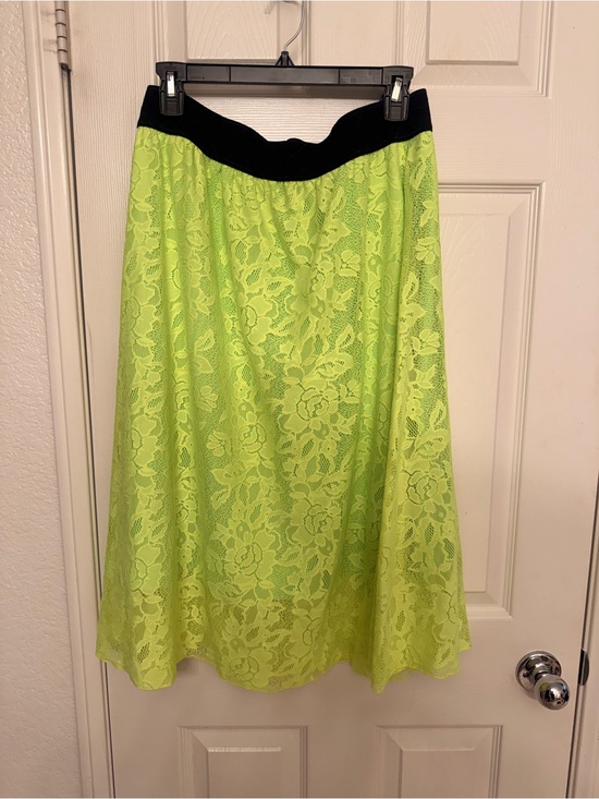 LuLaRoe Dresses & Skirts - LuLaRoe Neon Lime Lace A-Line Skirt with Black Waistband